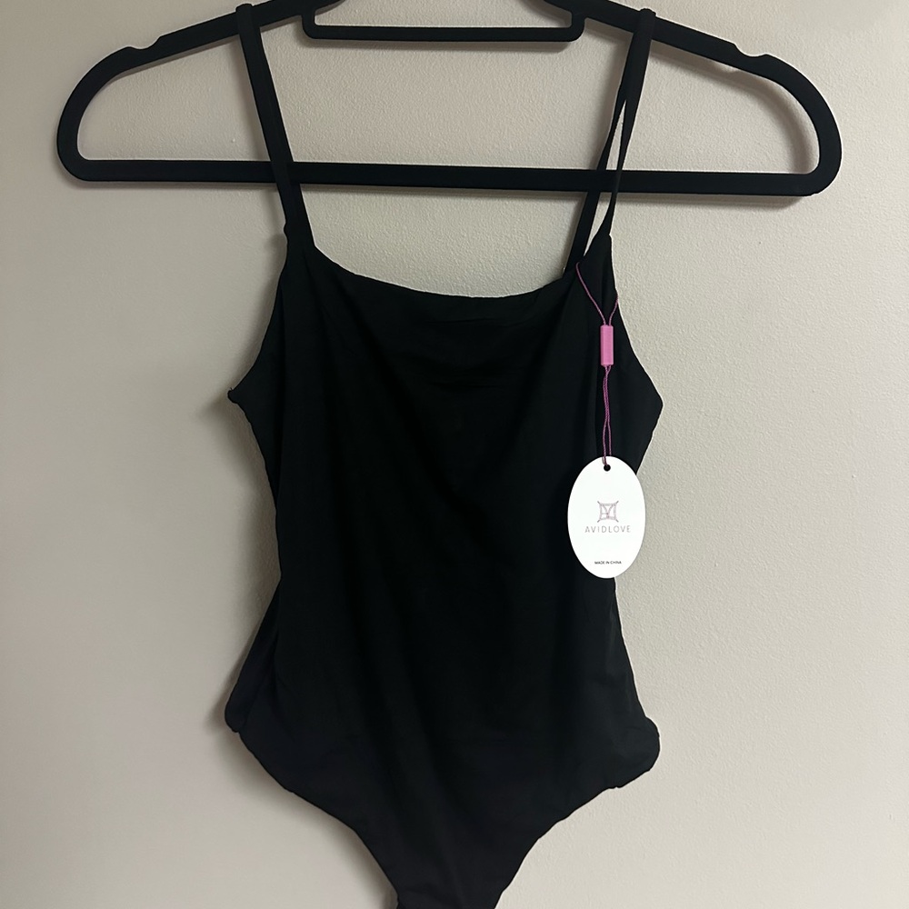 Avidlove Black Spaghetti Strap Bodysuit